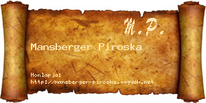 Mansberger Piroska névjegykártya